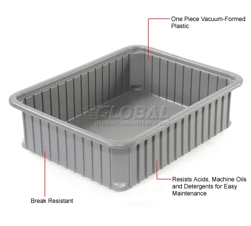 Dandux Dividable Stackable Plastic Box 50P0114042 - 22-1/2"L x 17-1/2"W x 4-1/4"H, Gray 10 Dandux Dividable Stackable Plastic Box 50P0114042 - 22-1/2"L x 17-1/2"W x 4-1/4"H, Gray - Image 10