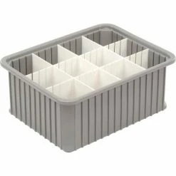 Dandux Dividable Stackable Plastic Box 50P0114090 - 22-1/2"L x 17-1/2"W x 9"H, Gray -Containers & Organizers Sales Store 772046 03
