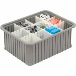 Dandux Dividable Stackable Plastic Box 50P0114090 - 22-1/2"L x 17-1/2"W x 9"H, Gray -Containers & Organizers Sales Store 772046 04
