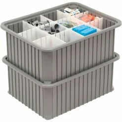 Dandux Dividable Stackable Plastic Box 50P0114090 - 22-1/2"L x 17-1/2"W x 9"H, Gray -Containers & Organizers Sales Store 772046 05