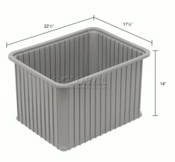 Dandux Dividable Stackable Plastic Box 50P0114140 - 22-1/2"L x 17-1/2"W x 14"H, Gray -Containers & Organizers Sales Store 772054 dim