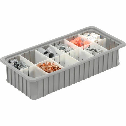 Dandux Dividable Stackable Plastic Box 50P0224050 - 24"L x 11"W x 5"H, Gray 4 Dandux Dividable Stackable Plastic Box 50P0224050 - 24"L x 11"W x 5"H, Gray - Image 4