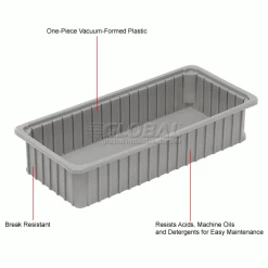 Dandux Dividable Stackable Plastic Box 50P0224050 - 24"L x 11"W x 5"H, Gray 25 Dandux Dividable Stackable Plastic Box 50P0224050 - 24"L x 11"W x 5"H, Gray -Containers & Organizers Sales Store 772060 1wco
