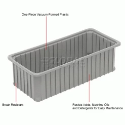 Dandux Dividable Stackable Plastic Box 50P0224070 - 24"L x 11"W x 7"H, Gray -Containers & Organizers Sales Store 772064 1wco