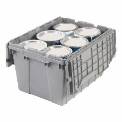 Akro-Mils Attached Lid Container 39120GREY - 21-1/2"L x 15"W x 12-1/2"H - Pkg Qty 6 -Containers & Organizers Sales Store 772331 11 1