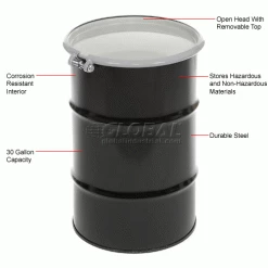 Global Industrial™ Carbon Steel Drum 30 Gallon Open Head -Containers & Organizers Sales Store 795275 1wco