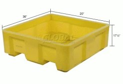 Dandux Forkliftable Single Wall Skid Bulk Container 512165Y - 36" x 20" x 17-1/2", Yellow -Containers & Organizers Sales Store 809107YL dim