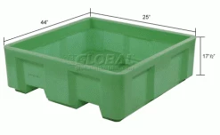 Dandux Forkliftable Single Wall Skid Bulk Container 51-2180GREEN - 44" x 25" x 17-1/2", Green -Containers & Organizers Sales Store 809109GN dim