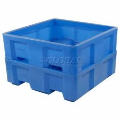 Dandux Forkliftable Single Wall Skid Bulk Container 512177 - 62" x 62" x 21", Blue -Containers & Organizers Sales Store 809110BL 03 1