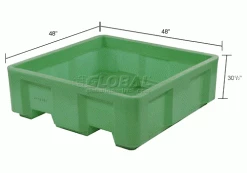 Dandux Forkliftable Single Wall Skid Bulk Container 51-2141GREEN - 48" x 48" x 17-1/2", Green -Containers & Organizers Sales Store 809110GN dim