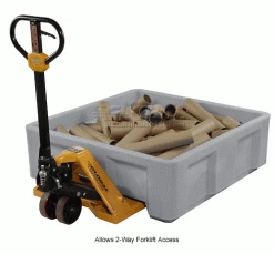 Dandux Forkliftable Single Wall Skid Bulk Container 51-2143GY - 48" x 48" x 26", Gray -Containers & Organizers Sales Store 809110GY 3wco