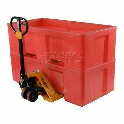 Dandux Forkliftable Single Wall Skid Bulk Container 51-2175RD - 62" x 31" x 21", Red -Containers & Organizers Sales Store 809111RD 06