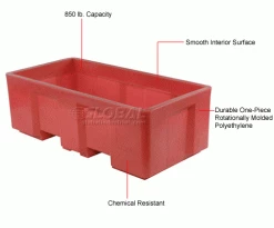 Dandux Forkliftable Single Wall Skid Bulk Container 51-2175RD - 62" x 31" x 21", Red -Containers & Organizers Sales Store 809111RD 1wco