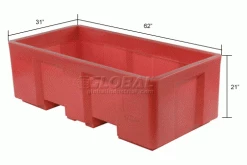 Dandux Forkliftable Single Wall Skid Bulk Container 51-2175RD - 62" x 31" x 21", Red -Containers & Organizers Sales Store 809111RD dim
