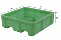 Dandux Forkliftable Single Wall Skid Bulk Container 51-2142GREEN - 48" x 48" x 22", Green -Containers & Organizers Sales Store 809112GN dim