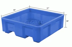 Dandux Forkliftable Single Wall Skid Bulk Container 512168 - 40" x 37" x 38", Blue -Containers & Organizers Sales Store 809114BL dim