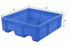 Dandux Forkliftable Single Wall Skid Bulk Container 512177 - 62" x 62" x 21", Blue -Containers & Organizers Sales Store 809116BL dim
