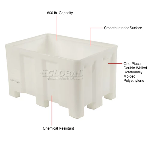 Dandux Forkliftable Double Wall Skid Bulk Container 512110N - 36" x 26" x 16-1/2", White 9 Dandux Forkliftable Double Wall Skid Bulk Container 512110N - 36" x 26" x 16-1/2", White - Image 9