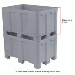 Dandux Forkliftable Double Wall Skid Bulk Container 51-2120A - 36" x 26" x 22", Gray -Containers & Organizers Sales Store 809118GY 3wco