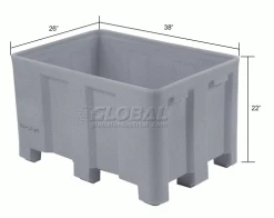 Dandux Forkliftable Double Wall Skid Bulk Container 51-2120A - 36" x 26" x 22", Gray -Containers & Organizers Sales Store 809118GY dim