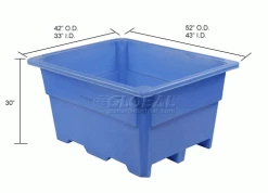 Dandux Pallet Container 51-2030U - 52"L x 42"W x 30"H Single Wall, Blue -Containers & Organizers Sales Store 809205BL dim