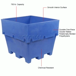 Dandux Pallet Container 51-2037U - 45"L x 45"W x 39"H Single Wall, Blue