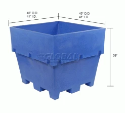 Dandux Pallet Container 51-2037U - 45"L x 45"W x 39"H Single Wall, Blue -Containers & Organizers Sales Store 809212BL dim