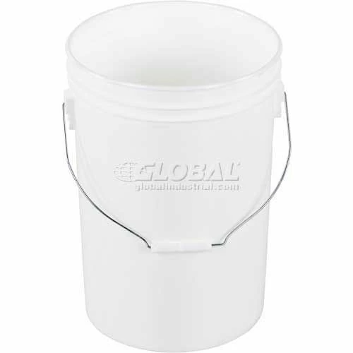 Vestil 6 Gallon Open Head Plastic Pail PAIL-6-PWS with Steel Handle - White 1 Vestil 6 Gallon Open Head Plastic Pail PAIL-6-PWS with Steel Handle - White