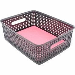 Advantus® Plastic Weave Bin Medium 40327 - 13-3/4"L x 10-1/2"W x 4-1/2"H Black, 2-Pack - Pkg Qty 2 -Containers & Organizers Sales Store ADU 40327