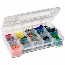 Akro-Mils Medium Clear storage case w/ 2 Dividers 05805, 11x7x2-3/8 - Pkg Qty 6