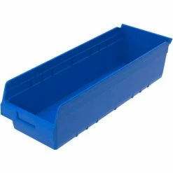 Akro-Mils ShelfMax® Plastic Nesting Storage Shelf Bin 30084 - 8-3/8"W x 23-5/8"D x 6"H, Blue - Pkg Qty 6