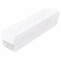Akro-Mils Plastic Nesting Storage Shelf Bin 30128 - 4-1/8"W x 17-7/8"D x 4"H Clear - Pkg Qty 12