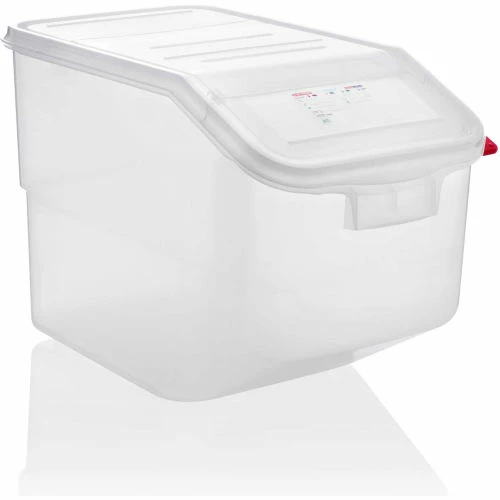 Araven Ingredient Bin Full Size 16" Fifo System 13 Gal Translucent - Pkg Qty 4 1 Araven Ingredient Bin Full Size 16" Fifo System 13 Gal Translucent - Pkg Qty 4