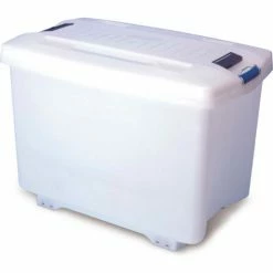 Araven 01890 - Food-Bac Transport Container W/Lid, HDPE, 95.1 Qt., W/ Wheels, White - Pkg Qty 4