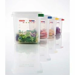 Araven 03022 - Food Container, Airtight, W/Lid, PP, 1.6 Qt., 1/9 Size, Colorclip®, Transparent - Pkg Qty 6