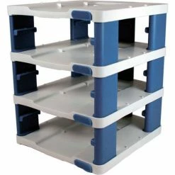 Araven 19861 - Food Storage Container Tower, PP, Holds (3) 1/1 Size Containers W/Lids, White & Blue