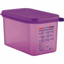 Araven 61392 - Food Container, Anti-Allergen, W/Lid, Polypropylene, 4.5 Qt., 1/4 Size, Purple - Pkg Qty 6