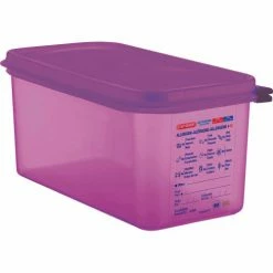 Araven 61393 - Food Container, Anti-Allergen, W/Lid, Polypropylene, 6.3 Qt., 1/3 Size, Purple - Pkg Qty 6