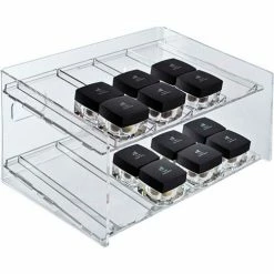 Global Approved 222482, 8 Compartment Cosmetic Display, 12"W x 6.5"H x 8"D, CLR, 1 Pc -Containers & Organizers Sales Store AZA 222482