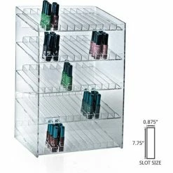 Global Approved 222885, 60 Compartment Cosmetic Display, 12"W x 18.5"H x 8.5"D, CLR, 1 Pc -Containers & Organizers Sales Store AZA 222885