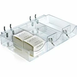 Global Approved 225504 3 Section Tray W/Pushers & Tracks-9.125"W x 1.5"H x 5.8125"D- CLR -Containers & Organizers Sales Store AZA 225504