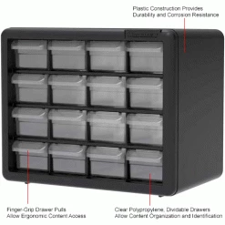 Akro-Mils Plastic Drawer Parts Cabinet 10116 - 10-1/2"W x 6-3/8"D x 8-1/2"H, Black, 16 Drawers 14 Akro-Mils Plastic Drawer Parts Cabinet 10116 - 10-1/2"W x 6-3/8"D x 8-1/2"H, Black, 16 Drawers -Containers & Organizers Sales Store B1603775 1wco