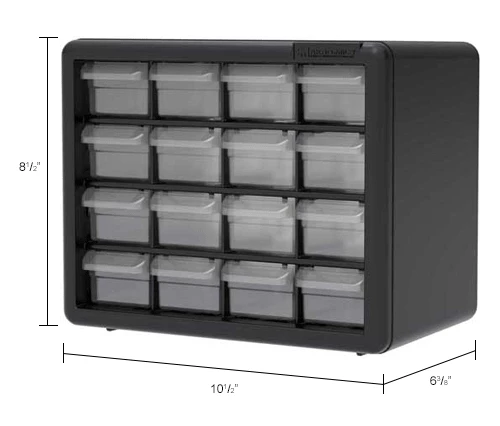 Akro-Mils Plastic Drawer Parts Cabinet 10116 - 10-1/2"W x 6-3/8"D x 8-1/2"H, Black, 16 Drawers 8 Akro-Mils Plastic Drawer Parts Cabinet 10116 - 10-1/2"W x 6-3/8"D x 8-1/2"H, Black, 16 Drawers - Image 8