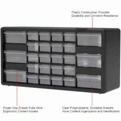 Akro-Mils Plastic Drawer Parts Cabinet 10126 - 20"W x 6-3/8"D x 10-1/4"H, Black, 26 Drawers 14 Akro-Mils Plastic Drawer Parts Cabinet 10126 - 20"W x 6-3/8"D x 10-1/4"H, Black, 26 Drawers -Containers & Organizers Sales Store B1603777 1wco