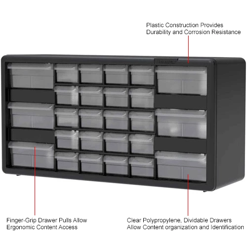 Akro-Mils Plastic Drawer Parts Cabinet 10126 - 20"W x 6-3/8"D x 10-1/4"H, Black, 26 Drawers 6 Akro-Mils Plastic Drawer Parts Cabinet 10126 - 20"W x 6-3/8"D x 10-1/4"H, Black, 26 Drawers - Image 6