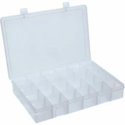 Durham Mfg. Durham Large Plastic Compartment Box LPADJ-CLEAR - Adjustable with 20 Dividers, 13-1/8x9x2-5/16 - Pkg Qty 5