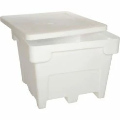 Romotech FDA Approved Poly Bulk Container 82125048 with Lid 42-1/2"L x 42-1/2"W x 33-1/2"H, Natural
