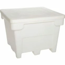 Romotech FDA Approved Poly Bulk Container 82125048 with Lid 42-1/2"L x 42-1/2"W x 33-1/2"H, Natural -Containers & Organizers Sales Store B1929211 02