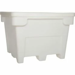 Romotech FDA Approved Poly Bulk Container 82125048 with Lid 42-1/2"L x 42-1/2"W x 33-1/2"H, Natural -Containers & Organizers Sales Store B1929211 03