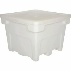 Romotech FDA Approved Poly Bulk Container 82125048 with Lid 42-1/2"L x 42-1/2"W x 33-1/2"H, Natural -Containers & Organizers Sales Store B1929211 04